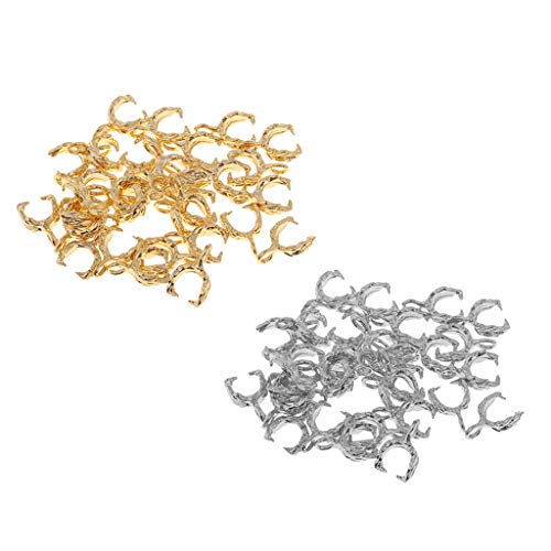 perfektchoice 30 Pack Metal Pinch Clip Bail Clasp Dangle Charm Bead Pendant Connector Findings for Jewelry Making Necklace Chain, DIY Dangle Hair Chopsticks - White K, 1cm