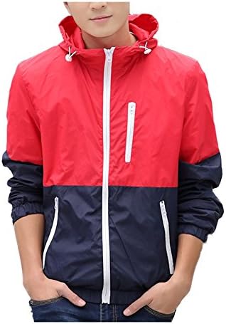 WOQN Men's Jackets Front-Zip Light Weight Windbreaker