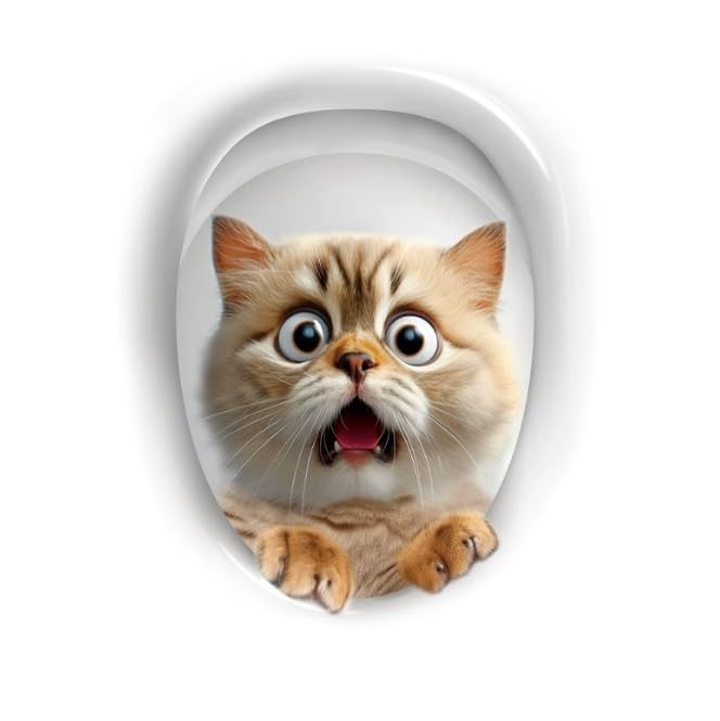 Mouthed Kitten 3D Sticker for Toilet,3D Bathroom Toilet Sticker,Animals 3D Wall Stickers,Stickers