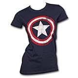 Marvel Women's Captain America Shield Logo Costume T-Shirt L Blue