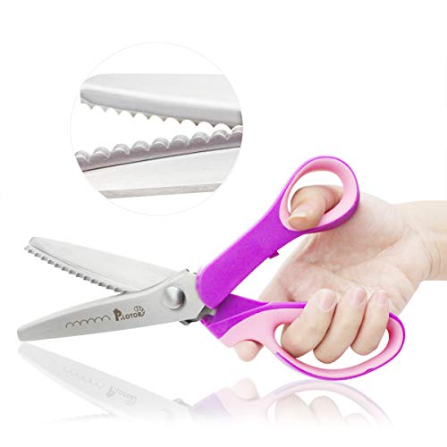 Scalloped Pinking Shears, P.LOTOR 9.3 Inches Stainless Steel Handled