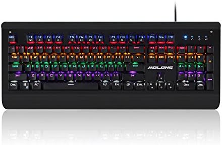 MOLONG K850 Mechanical Keyboard,104Keys Anti-ghosting Backlit Computer Gaming Keyboards with Blue Switches Black