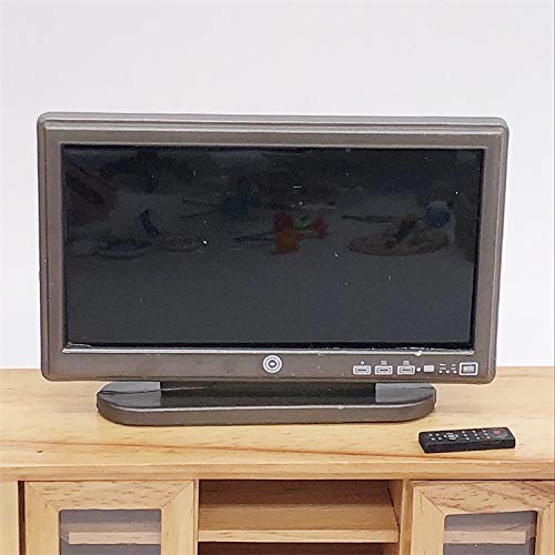 SXFSE Doll House TV, 1:12 Scale Wooden Dollhouse Accessories Miniature Funiture Decor Model, Kids Play Toy (TV) - Thumbnail 4