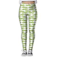 SDEYR79 Lime Green Mini Alligator Women Yoga Pants High Waist Sport Workout Running Power Flex Yoga Leggings Printed