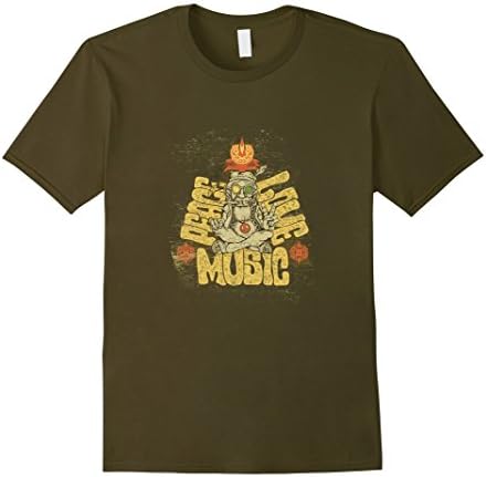Mens Peace Love Music - Vintage Hippie T-shirt XL Olive