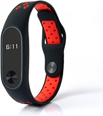 Xiaomi Replacement Band Adjustable Waterproof Silicone Band Strap for Xiaomi Mi 2 Spare bracelet, Ivylife Spare bracelet No Tracker For Xiaomi Smart bracelet band 2 (Red and Black)