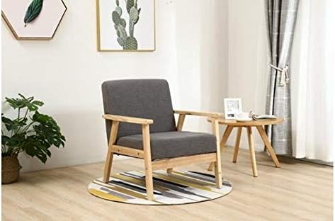 h4home Mid Century Modern Accent Armchair Grey Fabric Lounge Chair Scandinavian Living Room Furniture Vintage Retro Sofa Seat Wood Frame Wooden Legs Dining Room Conservatory Bedroom