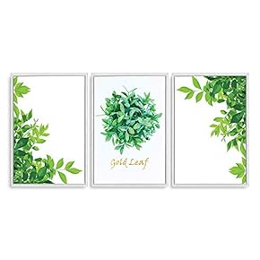 3 Piece Framed Canvas Wall Art for Living Room, Bedroom Green Plants Theme Canvas Prints for Home Decoration Ready to Hang - 16"x24"x3 Panels