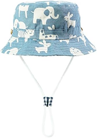 Eriso Toddler Dinosaur Hat Sun Protection Animal Bucket with Chin Strap (2-4 Years, Zoo)