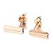 Minimalist 925 Sterling Silver Stud Earrings Modern Bar Design (Rose Gold Flashed)