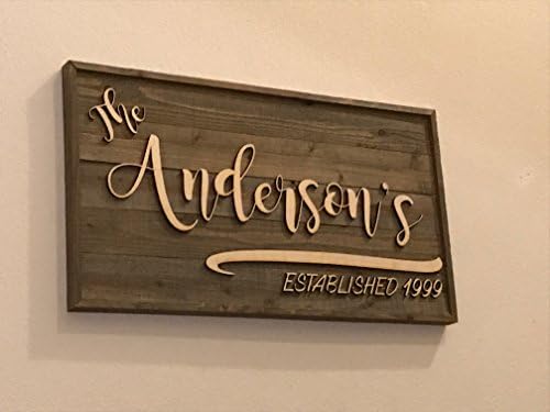 Personalized Family Name and Established Date sign made from faux barn wood (12 x 24)