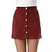 Clarisbelle Women's High Waist Faux Suede Button Closure A-line Mini Short Skirt Red Small