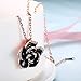 Scheppend Gold Plated Rose Flower Black Paint Rhinestone Crystal Pendant Necklace (Rose Gold)