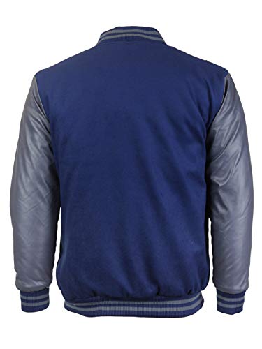 Maximos USA Men's Premium Vintage Baseball Letterman Varsity Jacket (Small, Navy Gray)