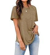 MIHOLL Women's Short Sleeve Crewneck Shirts Pocket Loose Casual Tee T-Shirt