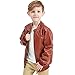 Encontrar Boys Faux Leather Jacket Trendy Stand Collar Coat Brown 13-14