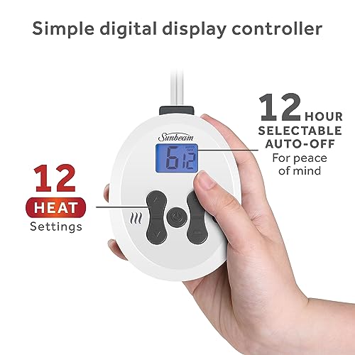 Sunbeam Restful Quilted Electric Heated Mattress Pad Queen Size, 60" X