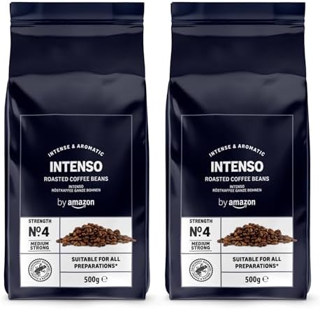 Intenso Kaffeebohnen, Leicht Geröstet, 1kg (2 Packungen à 500g) – Rainforest-Alliance-zertifiziert