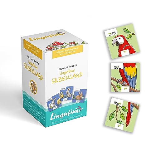 Dialog Toys - Bildkarten Set Lingufinos Silbenjagd - 64 Liebevoll Illustrierte Bildkarten Zur Sprachförderung Mit Lingufino - Für Kita, Logopädie, Vorschule Und Zuhause