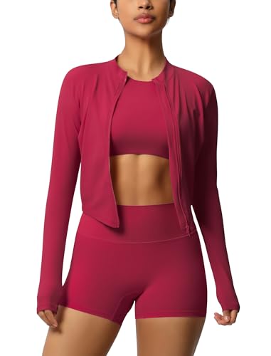 IDOPIP Conjunto deportivo para mujer de 3 piezas con chaqueta deportiva: conjunto de chaqueta de gimnasio + leggings cortos + camiseta sin mangas de manga corta con sujetador - ropa deportiva para