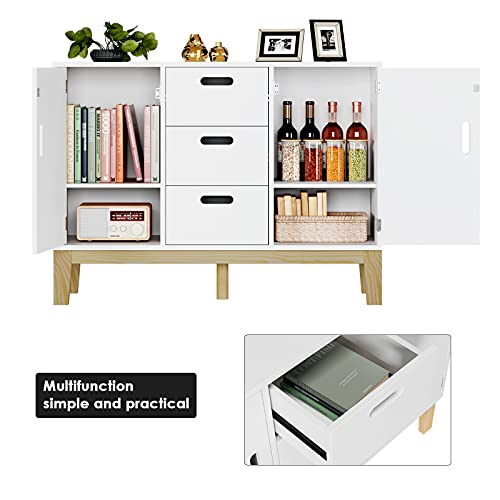 HOMECHO Sideboard Storage Wood Accent Cupboard Table, Kitchen