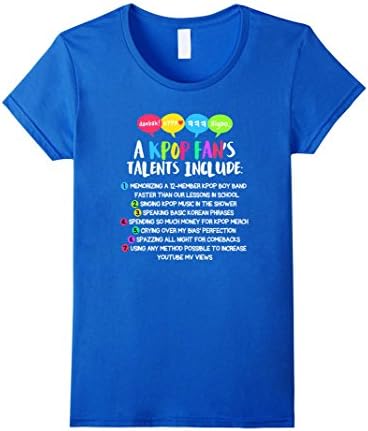 Women's KPop Shirt: KPop Fans Talents Shirt Large Royal Blue