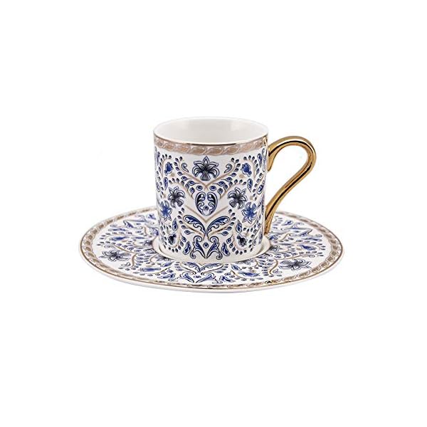 Karaca Delft Blue Kaffeetassen- Set für 6 Personen-Türkisch Kaffeetassen - Traditional kaffeetassen- Espresso Set…