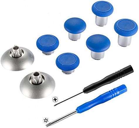 Hisonders 8 in 1 Replacement Thumbsticks, Joysticks, Magnets Parts for PS4 DualShock 4 & Xbox one elite & Nintendo Switch Pro Controller (Blue)