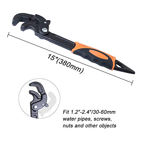Boeray Adjustable Wrench Quick Multi-function Self-Adjusting Spanner Power Grip Pipe Wrench 1.2"-2.4"/30mm-60mm - Thumbnail 2