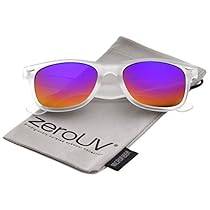 zeroUV - Matte Frosted Frame Reflective Colored Mirror Lens Horn Rimmed Sunglasses 54mm (Frost / Rainbow Mirror)