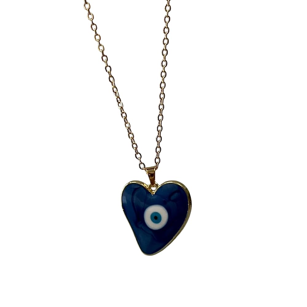 Evil Eye Pendant, Heart, Blue