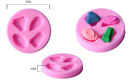 Jewel Fondant Mold,4 Pcs Cake Topper Decoration Tools Chocolate Polymer Clay Candy Gumpaste Sugar Craft Mould