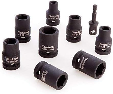 Makita B-54645 9 Piece Cr-Mo 1/2" Impact Socket Set including 1/4" Hex Adapter, Blue, SMALL - Image 4
