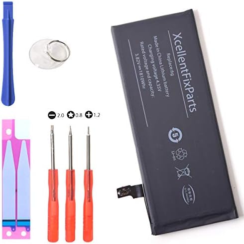 XcellentFixParts Replacement Battery for iPhone 6 (all models) - Complete Screwdriver Set, Adhesive Strip and Screen Protector Flex Cable