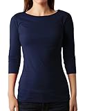 RubyK PREMIUM Womens Fitted 3/4 Sleeve Boat Neck Soft Jersey Top