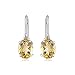 Sterling Silver Citrine Oval Leverback Earrings