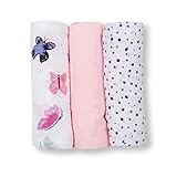 Lulujo Baby Mini Muslin Cotton Silky Soft Cloths, Butterfly, 3-Pack, 28 x 28-Inches