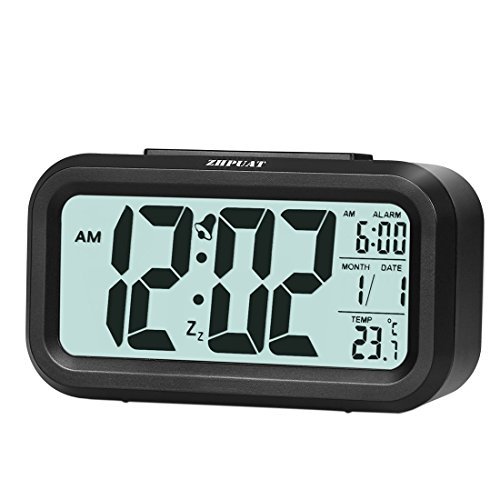 ZHPUAT Digital Alarm Clock Bedside Mains Powered for Bedrooms, Travel Clock Battery Operated