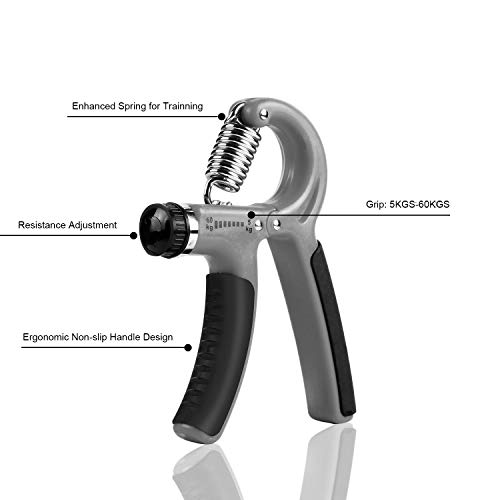 HotLife Hand Strengthen Grip Adjustable Resistance 11LBS/5KGS - 132Lbs/60KGS - Hand Gripper Exerciser, Finger Strength, Hand strengthening Equipment and Wrist Strengthener