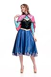 Disney Frozen Inspired Anna Winter Dress Adult Costume Halloween Cosplay S-XL (L)