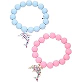 Colorful Enamel Dinosaur Charm Acrylic Beaded Strand Bracelet Set Round Beads for Women Cute Friendship Best Friend Preppy Y2k Party Jewelry
