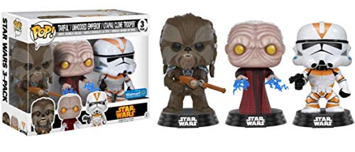 Funko Pop! Star Wars Tarfful, Unhooded Emperor, Utapau Clone Trooper Revenge of the Sith Exclusive Vinyl Figures