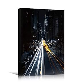 signwin Canvas Wall Art Street Lights Cityscape Colorful...