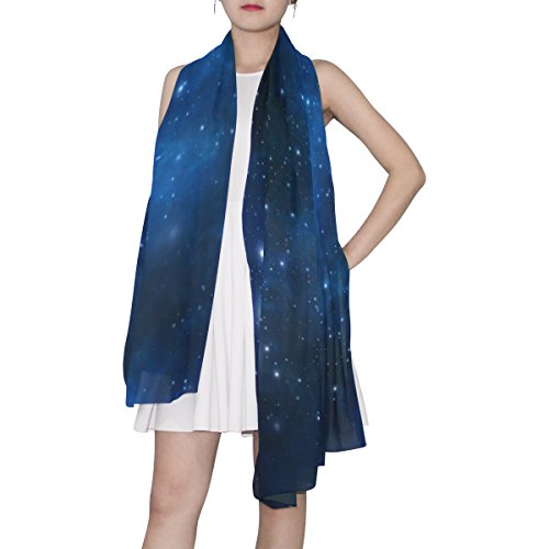 MRMIAN Universe Galaxy Space Starry Night Sky Long Silk Chiffon Scarf Wrap Stole