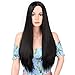 ENTRANCED STYLES Long Straight Black Wig Synthetic Wigs for Women Morticia Addams Wig Middle Part Heat Resistant Fiber 26inch