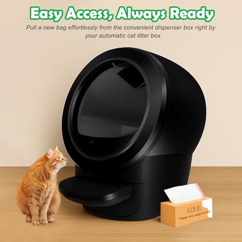SZEE 120 Pcs Self-Cleaning Cat Litter tray Liners, Drawstring Automatic Cat Litter Box Waste Bags, Suitable for Robot 3&4, PURA MAX, PURA MAX 2, PURA X, S20, M1, AutoScooper 11&12