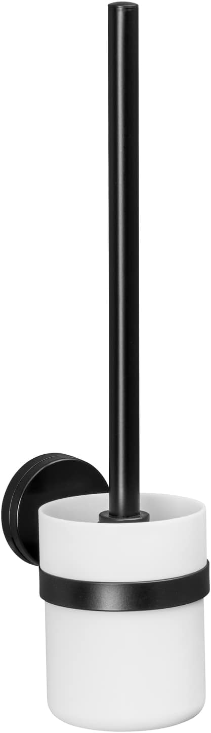 Avilia Wall Mounted Toilet Brush Holder for Bathroom, White and Black, nd