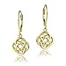 Hoops & Loops - Sterling Silver Yellow Gold Flash Plated Love Knot Flower Dangle Leverback Earrings