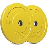 Titan Fitness Pair 25lb Olympic Bumper Plate Yellow Benchpress Strength Training