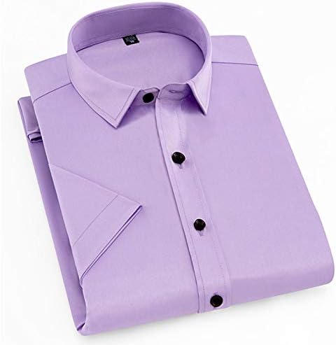 IYFBXl Men's Work Shirt - Solid Colored Standing Collar/Short Sleeve